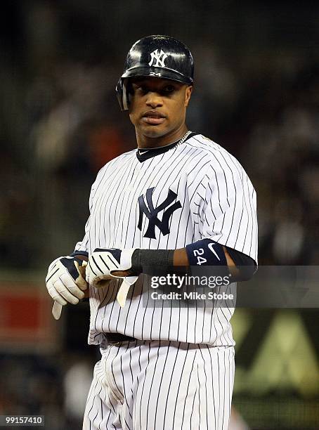 Robinson Cano of the New York Yankees bats against the Baltimore Orioles on May 4, 2010 in the Bronx borough of New York City. The Yankees defeated...