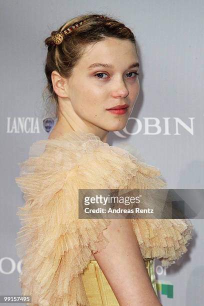 Actress Lea Seydoux attends the "Robin Hood" Afterparty at the Majestic Beach during the 63rd Annual Cannes Film Festival on May 12, 2010 in Cannes,...