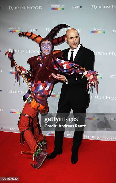 Actor Mark Strong and Jester attend the "Robin Hood" Afterparty at the Majestic Beach during the 63rd Annual Cannes Film Festival on May 12, 2010 in...