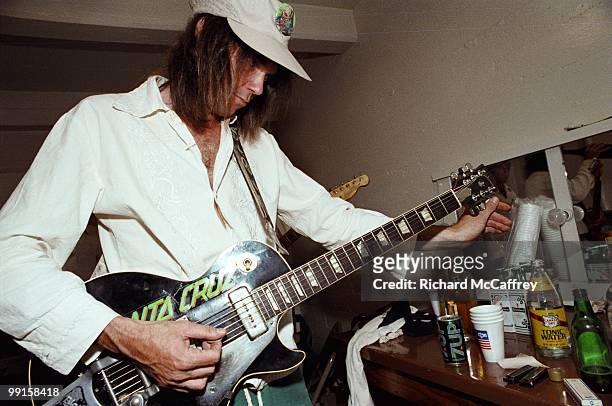Neil Young of The Ducks backstage at The Catalyst Club in 1977 in Santa Cruz, California.
