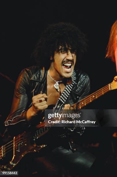 Phil Lynott of Thin Lizzy performs live at The Winterland Ballroom in 1978 in San Francisco, California.