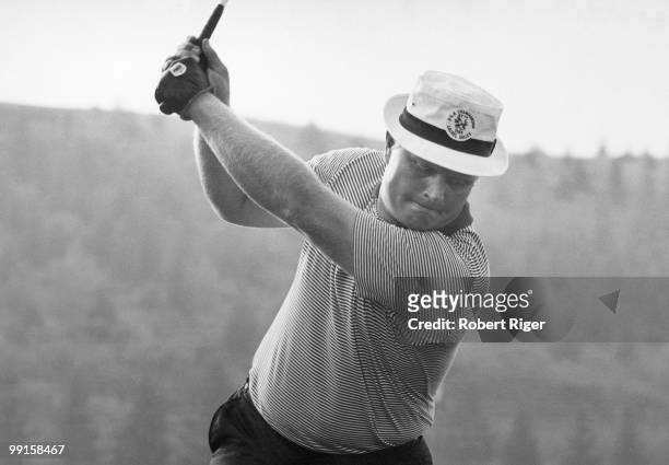 Jack Nicklaus swings during the 1965 PGA Championship at Laurel Valley Golf Club in August 1965 in Ligonier, Pennsylvania.