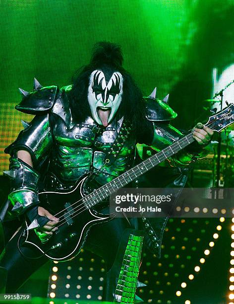 Gene Simmons of KISS performs at the Wembley Arena on May 12, 2010 in London, England.