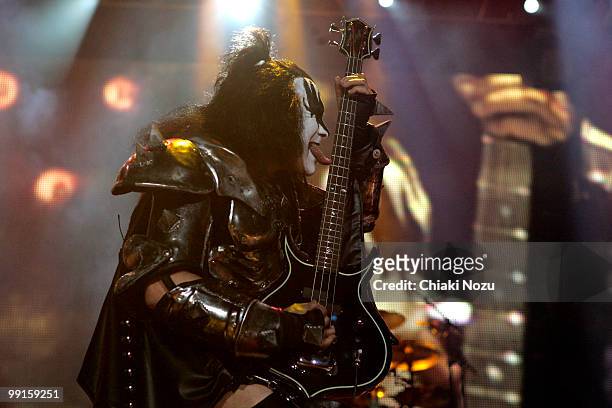 Gene Simmons of Kiss performs at Wembley Arena on May 12, 2010 in London, England.
