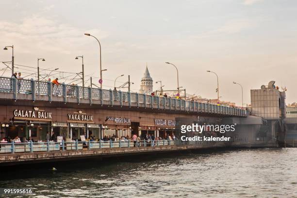 galata bridge and galata tower - genoese stock pictures, royalty-free photos & images