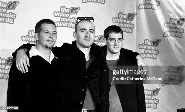 7th: The band Live pose for a group photo at the 12th Annual MTV Video Music Awards on September 7, 1995 at Radio City Music Hall in New York City,...