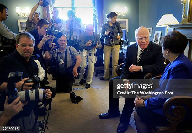 Solicitor General Elena Kagan, President Obama's nominee for the U.S. Supreme Court, meets with Senate Judiciary Chairman Patrick Leahy on Capitol...