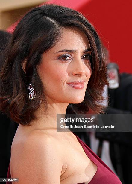 Salma Hayek attends the Opening Night Premiere of 'Robin Hood' at the Palais des Festivals during the 63rd Annual International Cannes Film Festival...