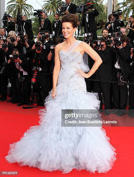 Kate Beckinsale attends the Opening Night Premiere of 'Robin Hood' at the Palais des Festivals during the 63rd Annual International Cannes Film...