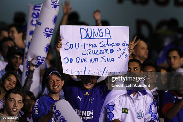 Fans of Cruzeiro cheer their team up during a Libertadores Cup match against Sao Paulo at Mineirao stadium on May 12, 2010 in Belo Horizonte, Brazil.