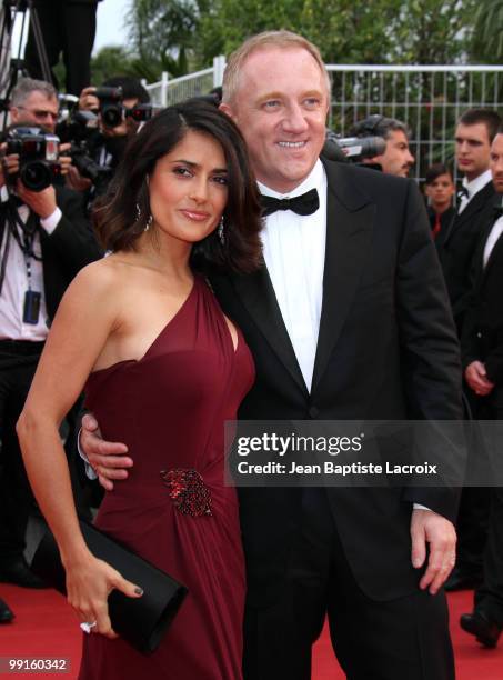 Salma Hayek and Francois-Henri Pinault attend the Opening Night Premiere of 'Robin Hood' at the Palais des Festivals during the 63rd Annual...