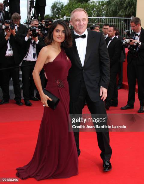 Salma Hayek attends the Opening Night Premiere of 'Robin Hood' at the Palais des Festivals during the 63rd Annual International Cannes Film Festival...