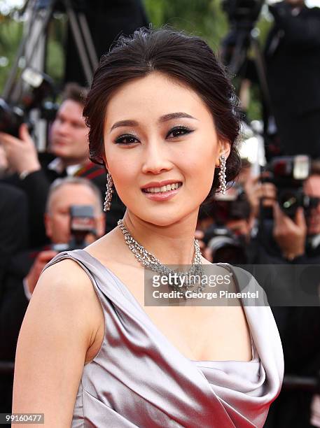 Lin Peng attends the Opening Night Premiere of 'Robin Hood' at the Palais des Festivals during the 63rd Annual International Cannes Film Festival on...