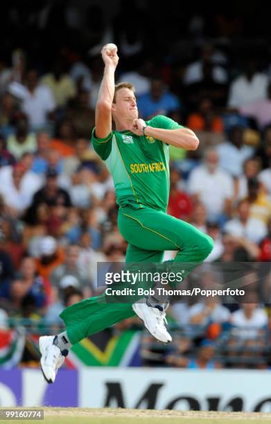 Morne Morkel bowling for South Africa during the ICC World Twenty20 Super Eight Match between England and South Africa played at the Kensington Oval...