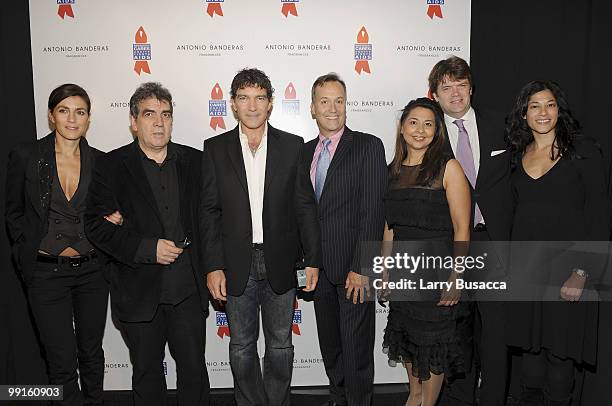 Valerie Schaack, Eduardo Lago, Antonio Banderas, Frank Conway, Vanita Sabnani, Didier Mainedebiren and Ambika Kumar pose while Antonio Banderas...