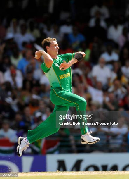 Dale Steyn bowling for South Africa during the ICC World Twenty20 Super Eight Match between England and South Africa played at the Kensington Oval on...