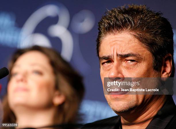 Benicio Del Toro attends the 'The Jury' Press Conference at the Palais des Festivals during the 63rd Annual Cannes Film Festival on May 12, 2010 in...