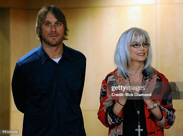 Singer/Songwriters Todd Snider and Emmylou Harris at the 2010 Americana Honors & Awards nominee announcement party at the W.O. Smith School on May...