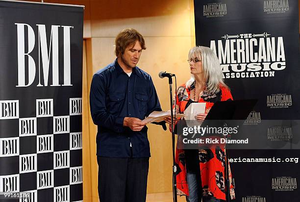 Singer/Songwriters Todd Snider and Emmylou Harris announce the nominees at the 2010 Americana Honors & Awards nominee announcement party at the W.O....