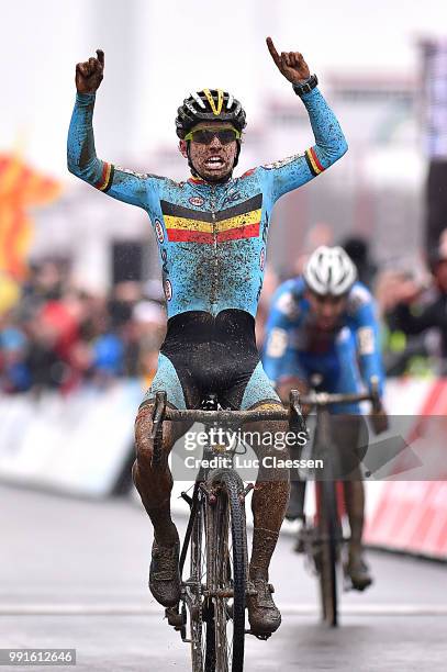 World Championships 2016, Men Under 23, Arrival Eli Iserbyt Celebration Joie Vreugde, Wereldkampioenschap, Tim De Waele