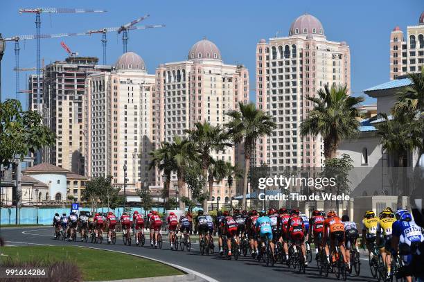 15Th Tour Of Qatar 2016, Stage 2 Illustration Illustratie, Peleton Peloton, The Pearl, Doha City Ville Stad, Landscape Paysage Landschap, Qatar...