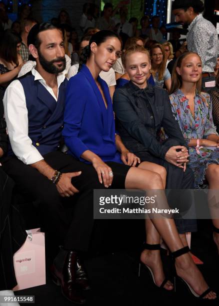 Massimo Sinato, Rebecca Mir, Anna Maria Muehe and Sonja Gerhardt attend the Riani show during the Berlin Fashion Week Spring/Summer 2019 at ewerk on...
