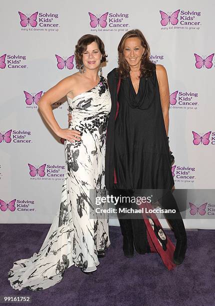 Actress Marcia Gay Harden and designer Donna Karan attend the Solving Kids' Cancer Spring Benefit at the American Museum of Natural History on May...