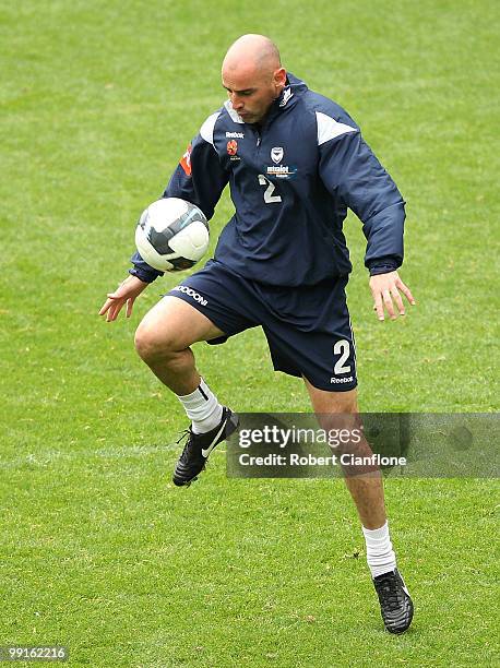 Kevin Muscat of the Victory controls the ball during a Melbourne Victory A-League training session at AAMI Park on May 13, 2010 in Melbourne,...