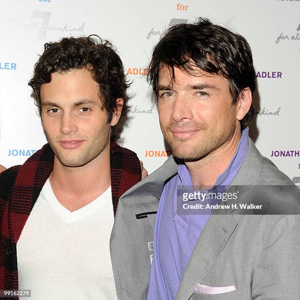 Actors Penn Badgley and Matthew Settle attend the Jonathan Adler for 7 For All Mankind launch celebration at 7 For All Mankind on May 12, 2010 in New...