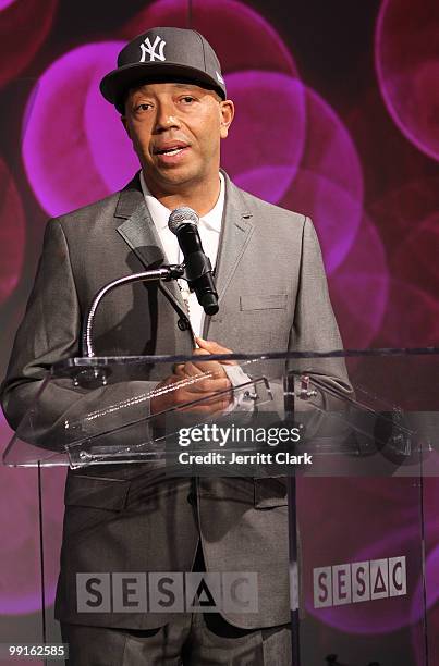 Russell Simmons speaks at the 2010 SESAC New York Music Awards at the IAC Building on May 12, 2010 in New York City.