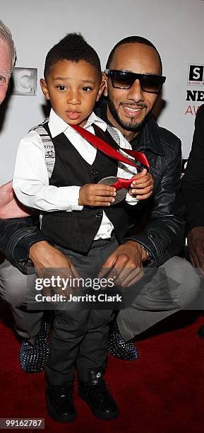 Swizz Beatz and his son Kasseem Dean, Jr. Pose for a photo at the 2010 SESAC New York Music Awards at the IAC Building on May 12, 2010 in New York...