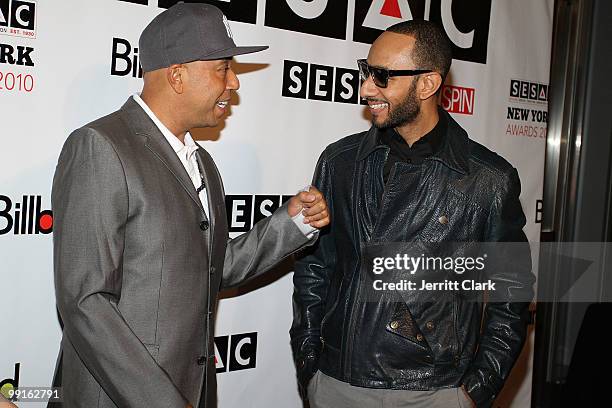 Russell Simmons and Swizz Beatz attend the 2010 SESAC New York Music Awards at the IAC Building on May 12, 2010 in New York City.