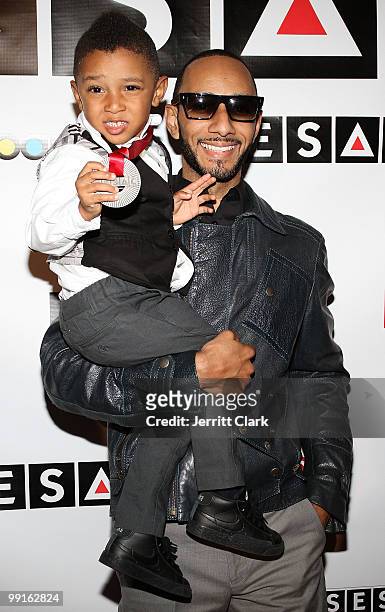 Swizz Beatz and his son Kasseem Dean, Jr. Pose for a photo at the 2010 SESAC New York Music Awards at the IAC Building on May 12, 2010 in New York...