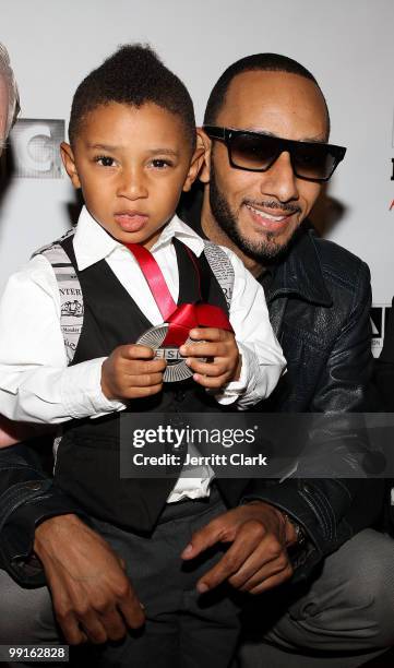 Swizz Beatz and his son Kasseem Dean, Jr. Pose for a photo at the 2010 SESAC New York Music Awards at the IAC Building on May 12, 2010 in New York...