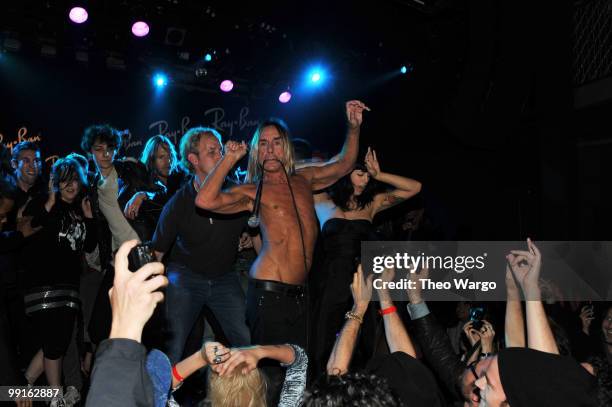 Musician Iggy Pop performs onstage at the Ray-Ban Aviator: The Essentials Event featuring Iggy Pop at Music Hall of Williamsburg on May 12, 2010 in...