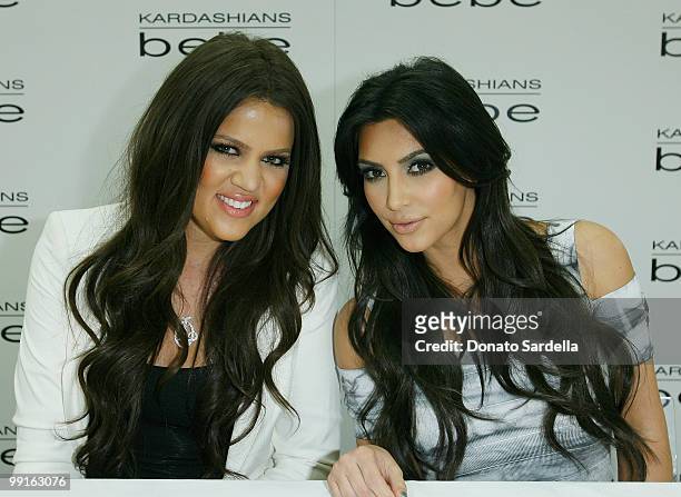 Kloe Kardashian and Kim Kardashian attend Kim And Kloe Kardashian PA At Bebe Rodeo Drive on May 12, 2010 in Beverly Hills, California.
