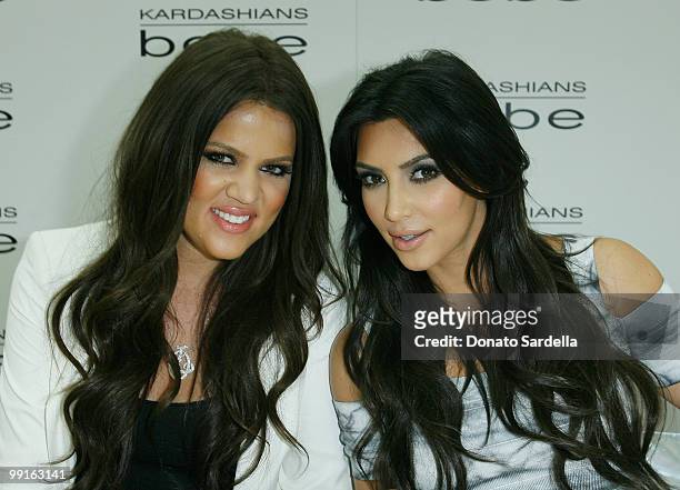 Kloe Kardashian and Kim Kardashian attend Kim And Kloe Kardashian PA At Bebe Rodeo Drive on May 12, 2010 in Beverly Hills, California.