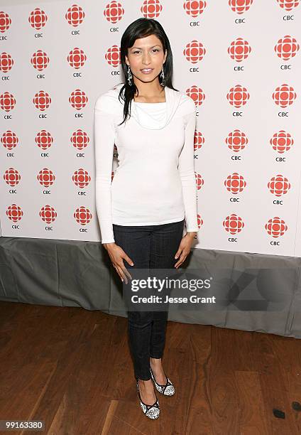 Actress Tinsel Korey attends a cocktail party hosted by The Canadian Broadcasting Corporation and The Consulate General of Canada at the Andaz Hotel...