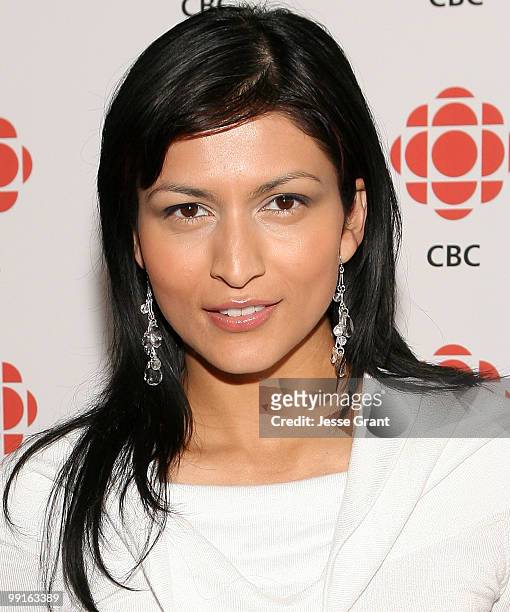 Actress Tinsel Korey attends a cocktail party hosted by The Canadian Broadcasting Corporation and The Consulate General of Canada at the Andaz Hotel...