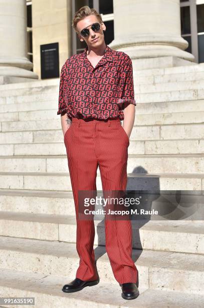 Jamie Campbell Bower attends Fendi Couture during Paris Fashion Week - Haute Couture Fall Winter 2018/2019 - on July 4, 2018 in Paris, France.