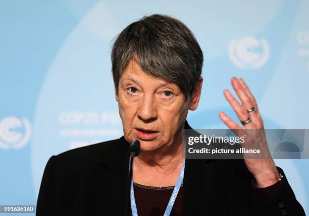 Federal Environment Minister Barbara Hendricks giving a statement regarding the results of the World Climate Conference in Bonn, Germany, 17 November...