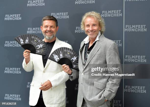 Of Tele 5 Kai Blasberg and entertainer Thomas Gottschalk attend the premiere of the movie 'Safarie - Match me if you can' as part of the Munich Film...