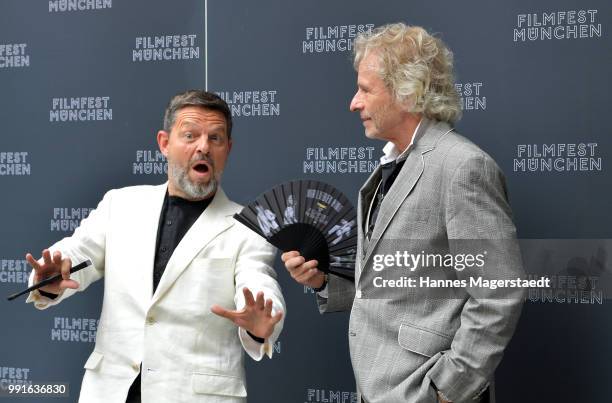 Of Tele 5 Kai Blasberg and entertainer Thomas Gottschalk attend the premiere of the movie 'Safarie - Match me if you can' as part of the Munich Film...