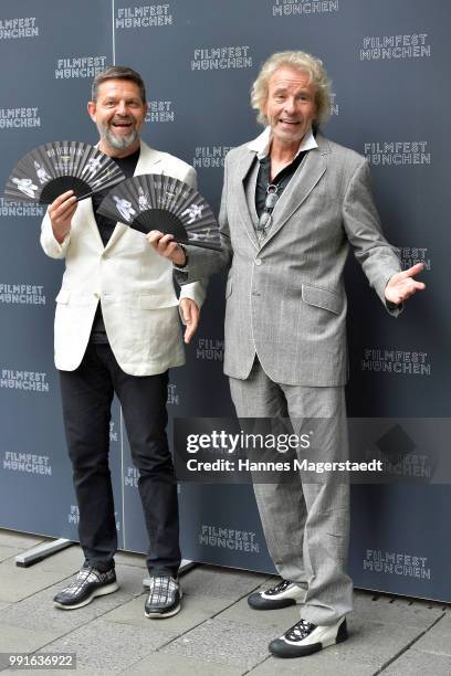 Of Tele 5 Kai Blasberg and entertainer Thomas Gottschalk attend the premiere of the movie 'Safarie - Match me if you can' as part of the Munich Film...