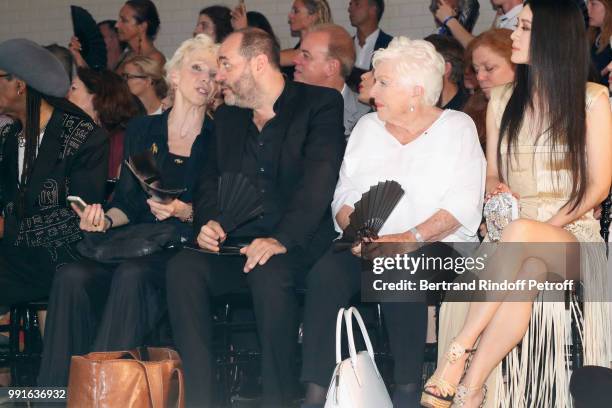 Director Tonie Marshall, Producer Thierry Suc and singer Line Renaud attend the Jean-Paul Gaultier Haute Couture Fall Winter 2018/2019 show as part...