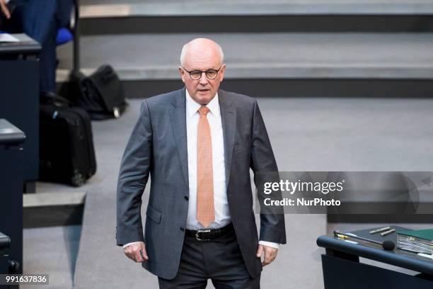 Parliamentary group leader of CDU/CSU Volker Kauder is pictured during the 45th Plenary Session of Bundestag German Lower House of Parliament in...