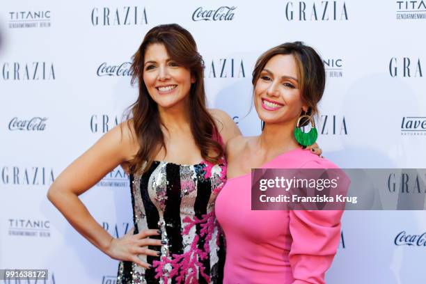 Sedef Ayguen and Nazan Eckes during the GRAZIA Pink Hour at Titanic Hotel on July 4, 2018 in Berlin, Germany.