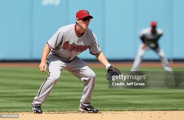 Stephen Drew of the Arizona Diamondbacks plays against the Los Angeles Dodgers at Dodger Stadium on April 13, 2010 in Los Angeles, California.