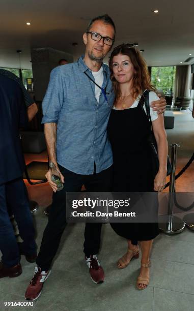 John Battsek and Caroline Lynch attends a private screening of Studio 54, The Documentary at Curzon Bloomsbury, hosted by EDITION Hotels on behalf of...