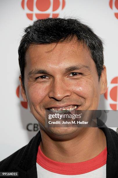 Actor Adam Beach attends a cocktail party hosted by the Canadian Broadcasting Corporation and the Consulate General of Canada at the Andaz Hotel on...